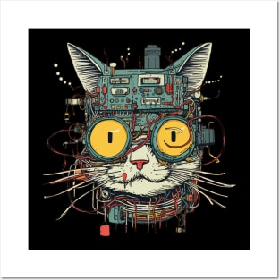 Futuristic Cyber Cat  Funny Kitty Posters and Art